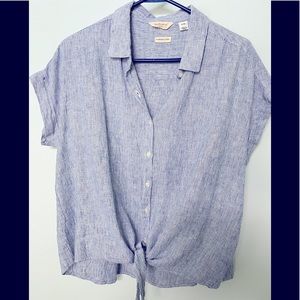 Linen blouse NEW blue large washable